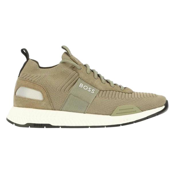 Boss Mens Logo Knitted Trainers - Green - 
