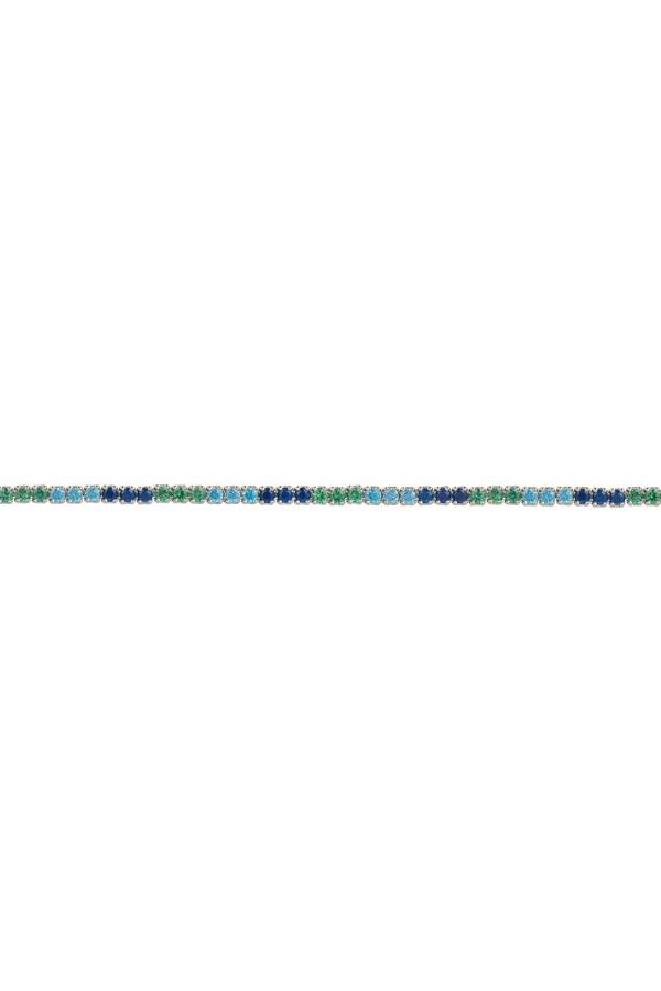 Multicolored gemstone bracelet on a white background
