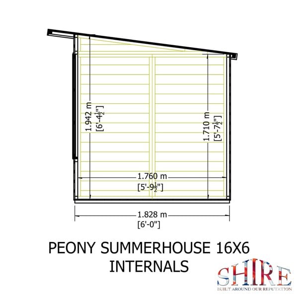 Shire 16x6 Peony Summerhouse 12mm Shiplap interlock cladding