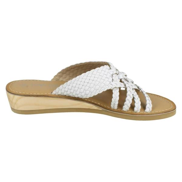 Leather Collection Ladies Leather Collection Low Wedge Braided X Stap Mules