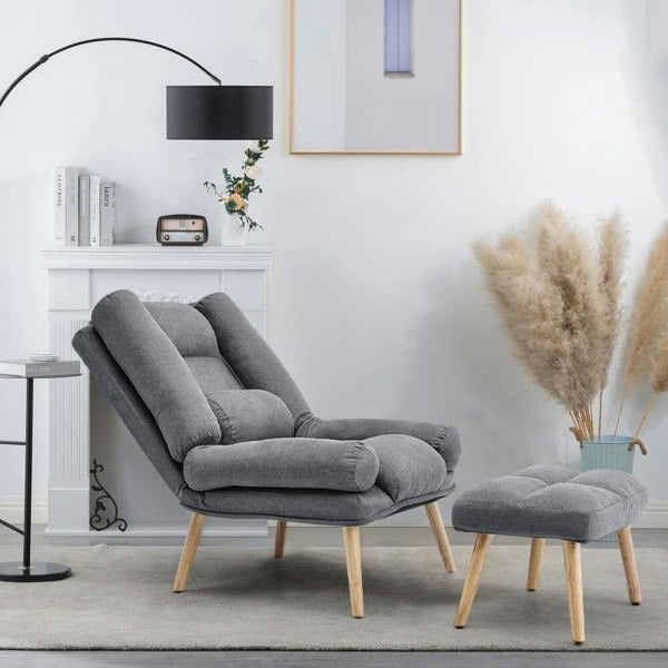 Grey Modern Comfort Adjustable Recliner with Footstool Recliners Living and Home