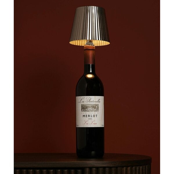 Hestia Wine Bottle Lamp Topper LED Rechargeable Touch Lamp - Silver