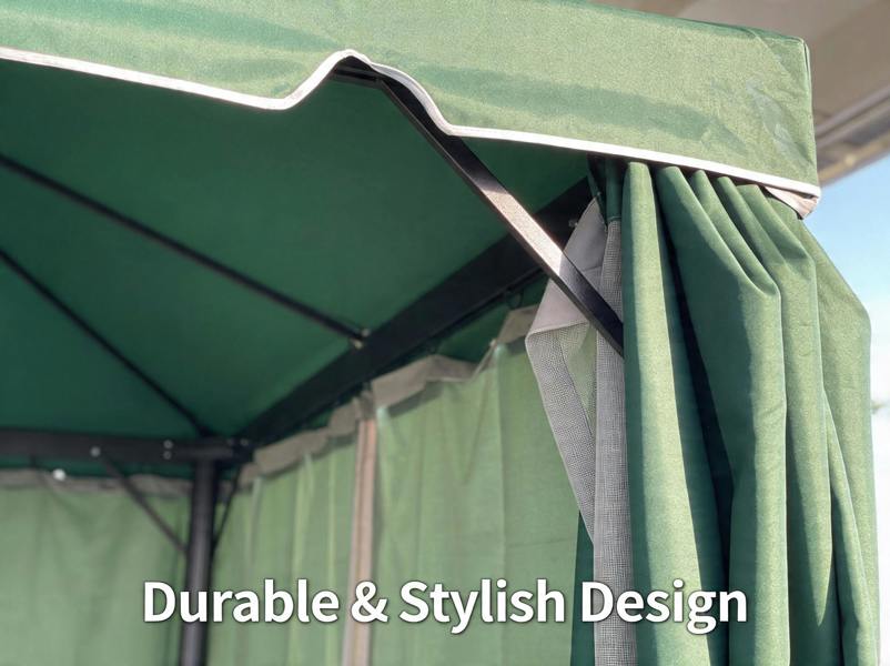Shatchi Green Gazebo with Nets Aluminium Frame and Powder coated Steel Roof,3x4x2.75m
