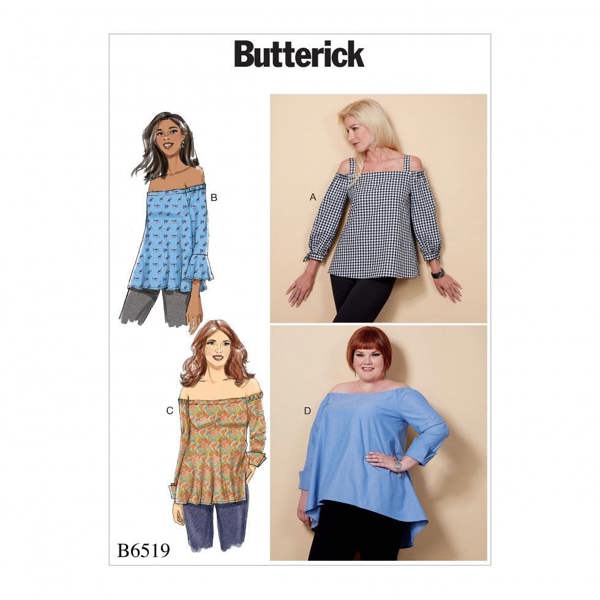 Butterick Sewing Pattern 6519, Tops for Women, Y (XSM-SML-MED) - Easy