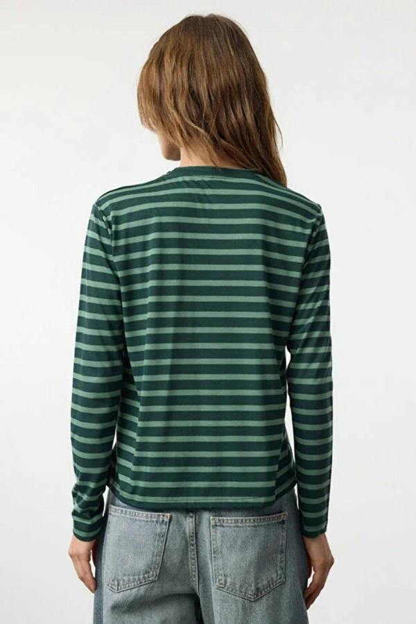 WOVCOR Striped Crew Neck Knit T-Shirt