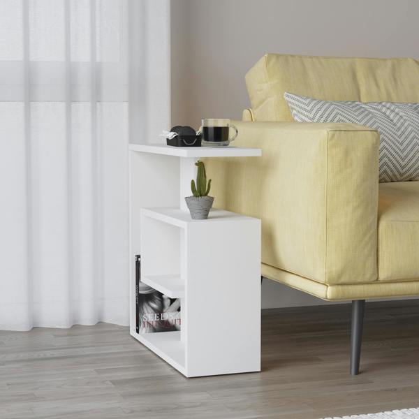 Decortie Saly Modern 3-Tier Compact Side Table with Storage Shelves 57cm