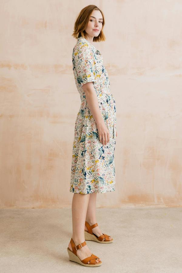 Lily & Me Robyn Organic Cotton Ditsy Print Belted Tea Dress