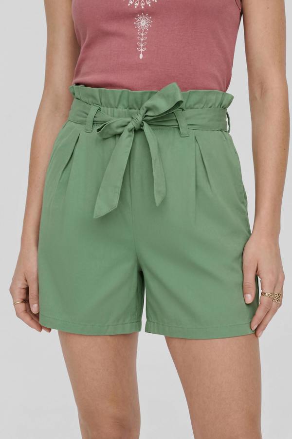 ENORSIA Cotton Stretch Comfort Fit Paperbag Shorts
