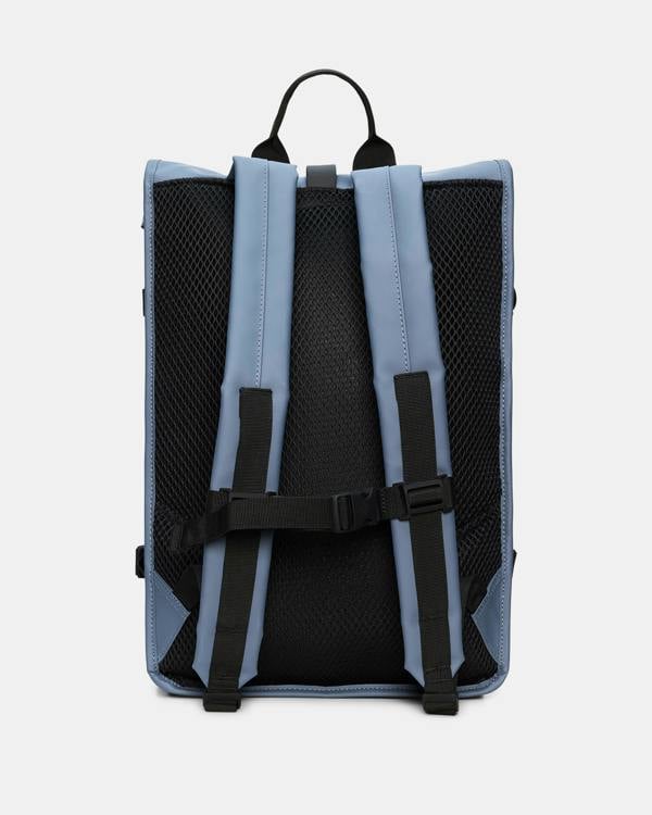 back of a Rains Rolltop Rucksack Large in 172 Blue Dusk