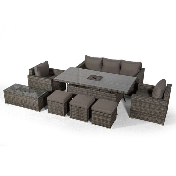 Giardino Sydney 8 Seater Drinks Cooler Conversation Dining Set With Coffee Table & 3 Stools