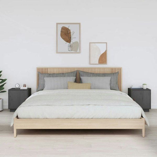Berkfield Bedside Cabinets 2 pcs Grey 40x34x45 cm Solid Wood Pine