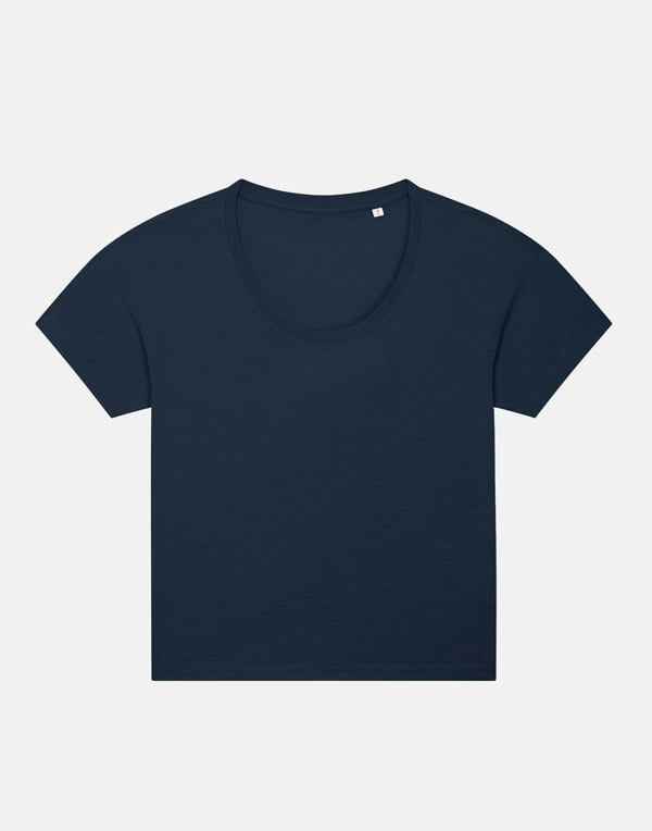 Women's Loose Fit Organic Cotton Scoop Neck Top - Navy - British Boxers