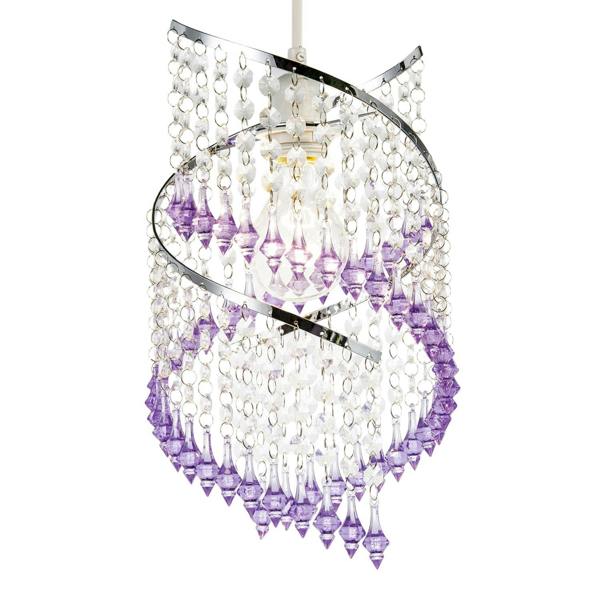 Modern Spiral Waterfall Pendant Shade with Purple and Clear Acrylic Image 5
