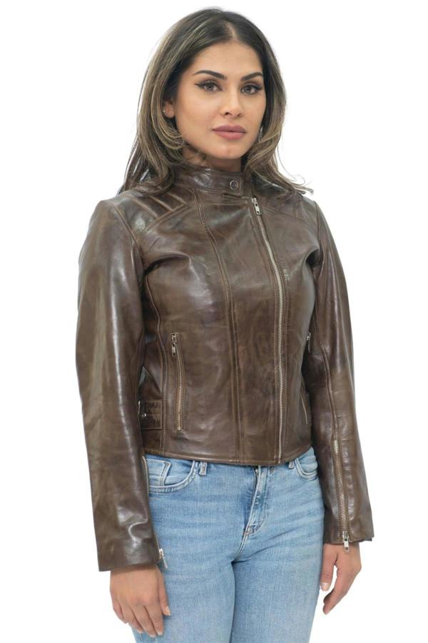 Infinity Leather Womens Leather Biker Jacket-Celaya