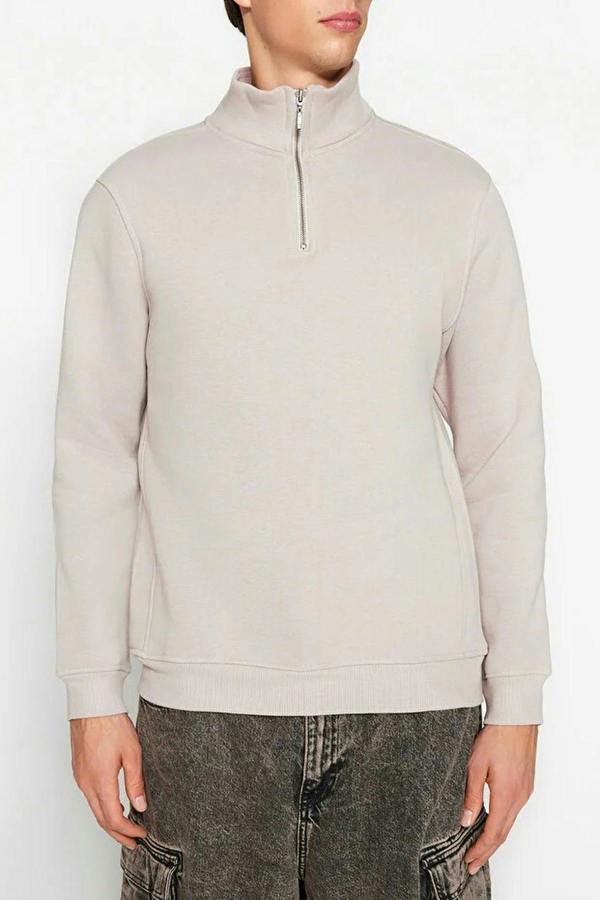 WOVCOR Stand Collar Zippered Basic Men's Sweatshirt