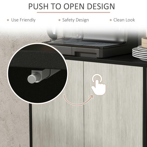 Wyld Haus Vepamo Neutral Black and Grey Sideboard 4 Doors 2 Shelves