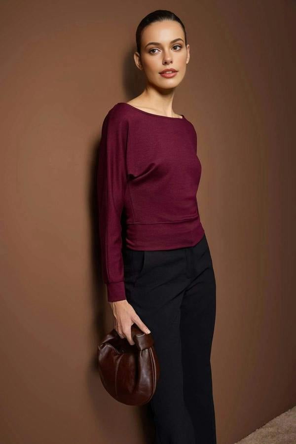 WOVCOR Boat Neck Regular Knit Blouse