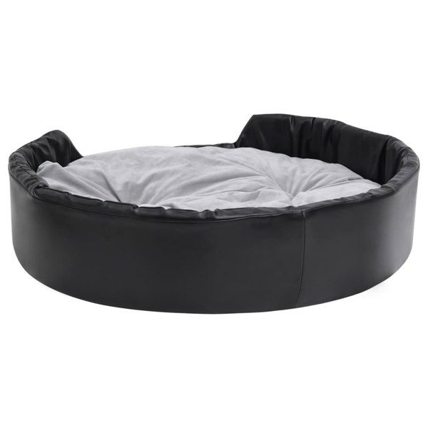 Berkfield Dog Bed Black and Grey 99x89x21 cm Plush and Faux Leather