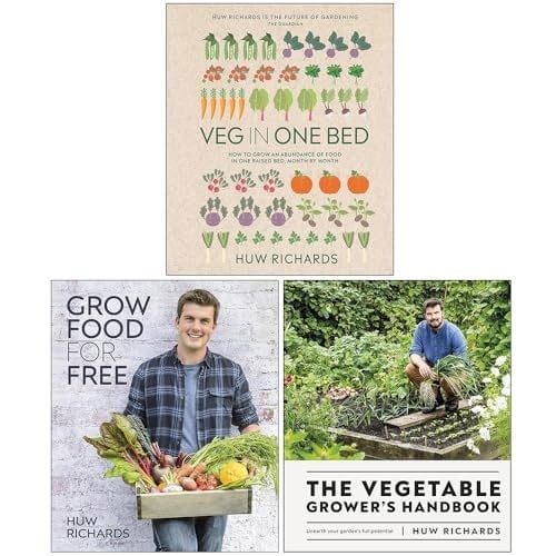 Huw Richards 3 Book Set (Veg in One Bed, Grow Food for Free & The Vegetable Grower's Handbook)