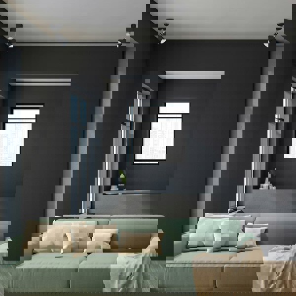 Milagro Joker Hand Made Ceiling Lamp In Matt Black With Striking Chrome Detail Featuring Minmalistic Slender Cylinder Shades