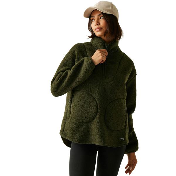 Regatta Womens/Ladies Frankie Borg Quarter Zip Fleece Top - Dark Khaki - 