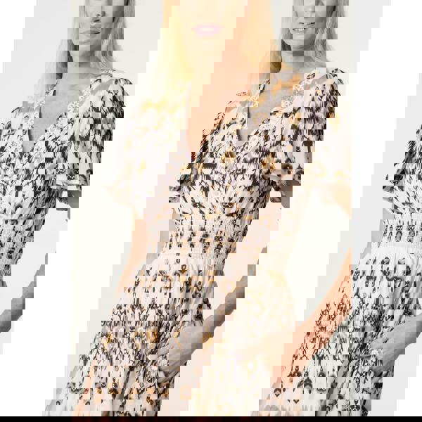 Blue Vanilla Embroidered Wrap Front Mini Dress