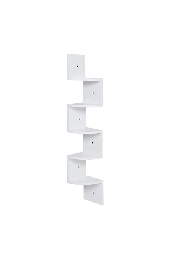 Living and Home 5 Tier Audrienne Corner Bookcase Wooden Zigzag Floating Corner Shelves
