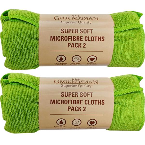 Groundsman Microfibre Cleaning Cloth (Pack of 2) - Green - 