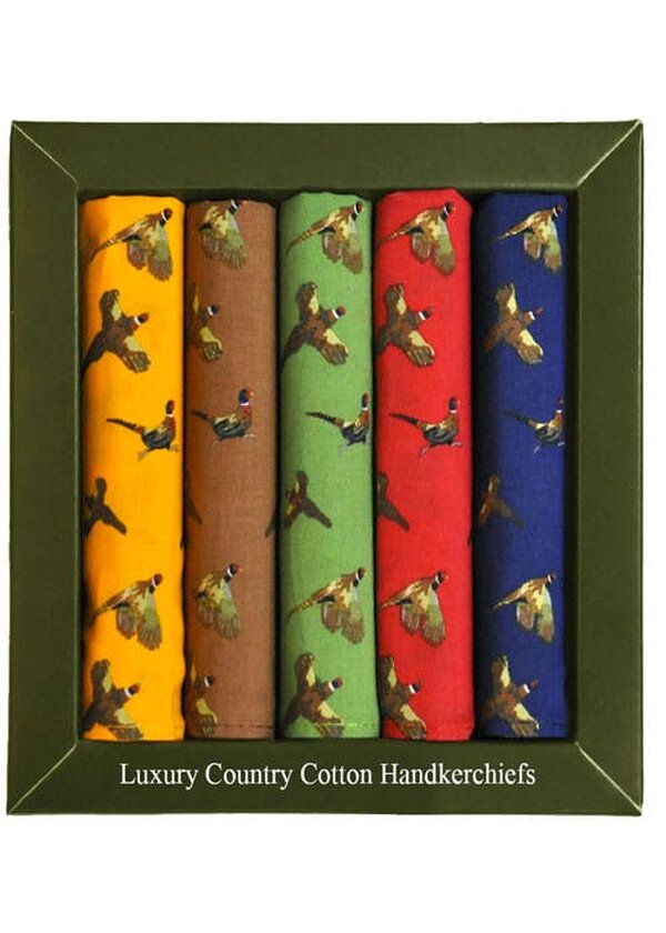 Soprano Ties Boxed Pheasant Handkerchiefs (Pack 5)