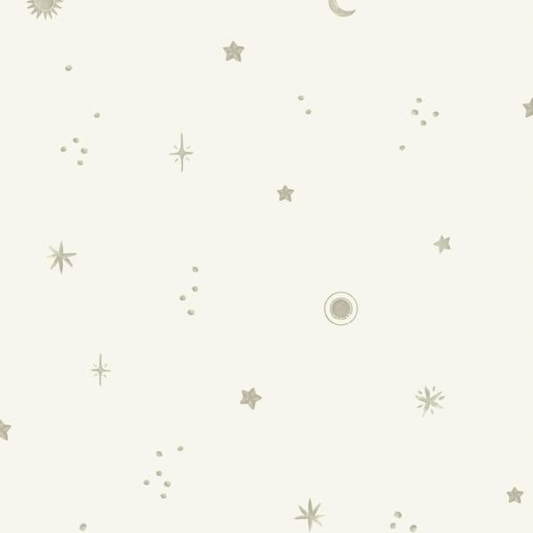 Grandeco Dudley Night Sky Stars Nursery Textured Wallpaper, White Grey