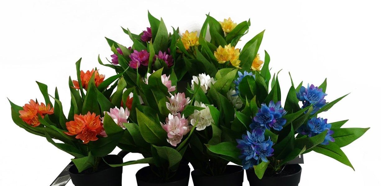 Leaf 3x 18cm Artificial Freesia Plants Pink, White, Blue Flowering