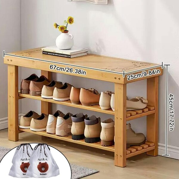 Havendro 3 Tiers Wooden Shoe Rack Seating Bench Hallway Storage Organiser Holder Stand