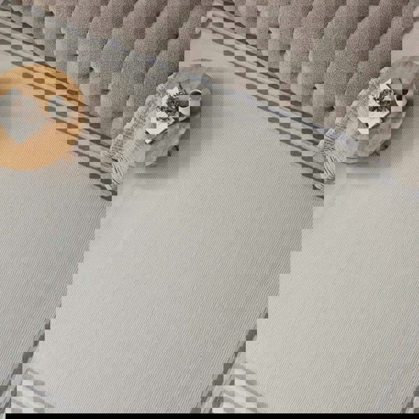 Bordered Living Room rug, grey-cream colours, stain-resistant and non-shedding