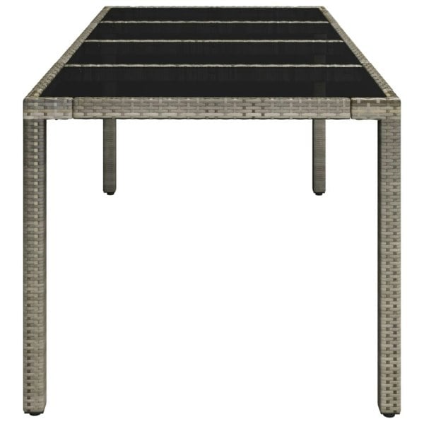 Berkfield Garden Table with Glass Top Grey 190x90x75 cm Poly Rattan