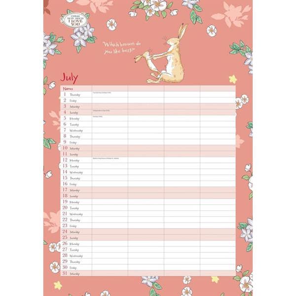 Guess How Much I Love You A3 Family Planner 2027, Family Planners, Month To View, History & Literature, Gift
