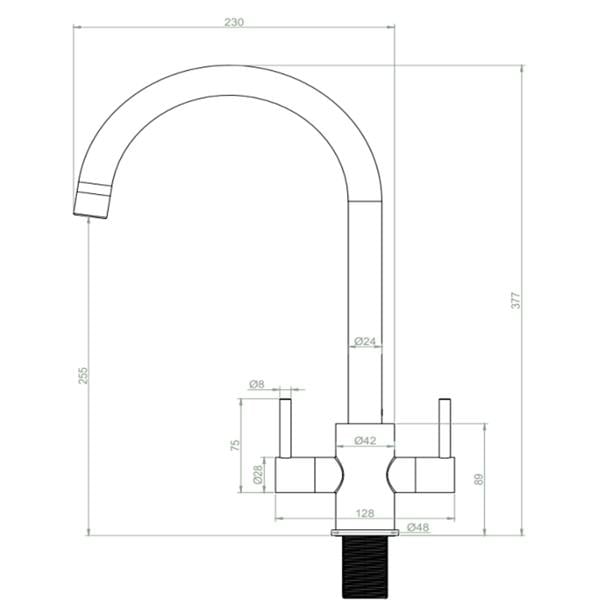 Flode Hammerfest | Dual Lever Kitchen Sink Mixer Tap with Swivel Spout | Brushed Steel Finish
