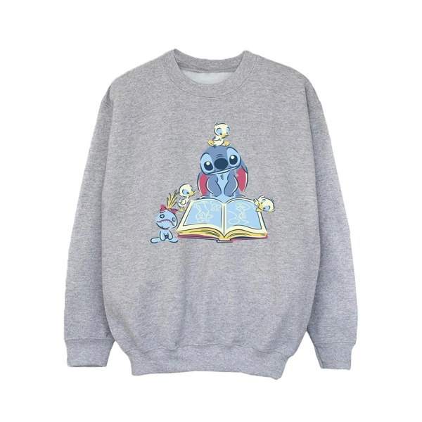 Disney Girls Lilo & Stitch Reading A Book Sweatshirt - Sports Grey