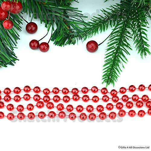 24ft Red Metallic Bead Garland Christmas Tree Decoration for Indoor Displays and Festive Crafts image 4