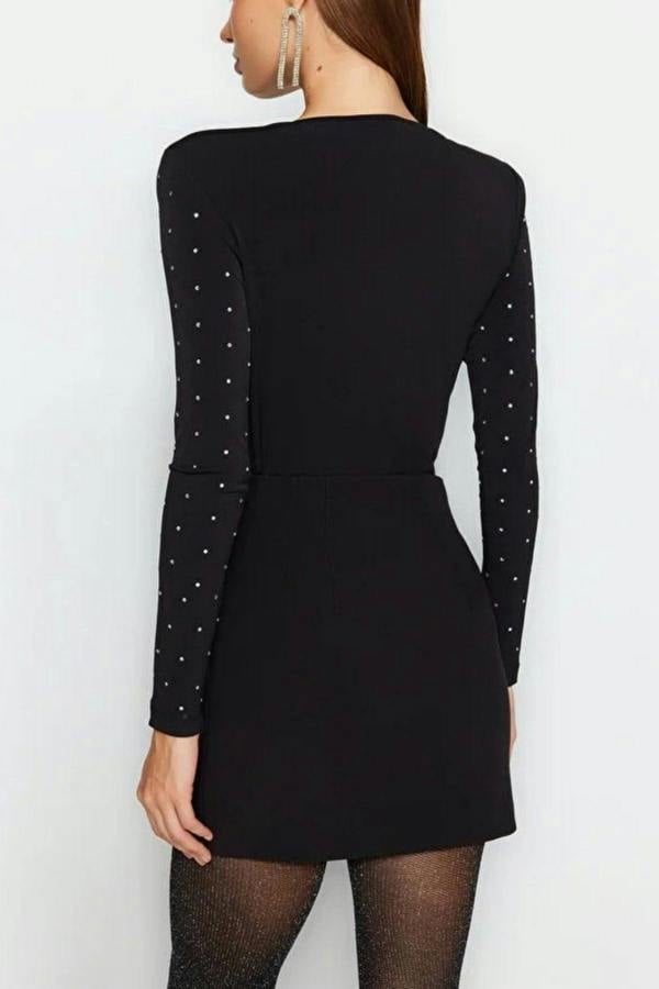 WOVCOR Padded Knit Bodysuit with Stone Detail