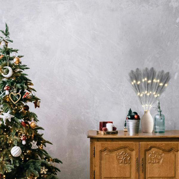 45cm to 100cm Prelit Grey Pampas Grass with Warm White LEDs, Battery Operated Indoor Decoration image 5