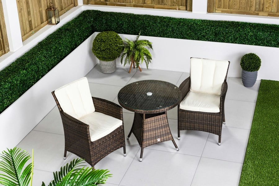Giardino Savannah Rattan Garden Bistro Set Patio Table and Chairs Furniture