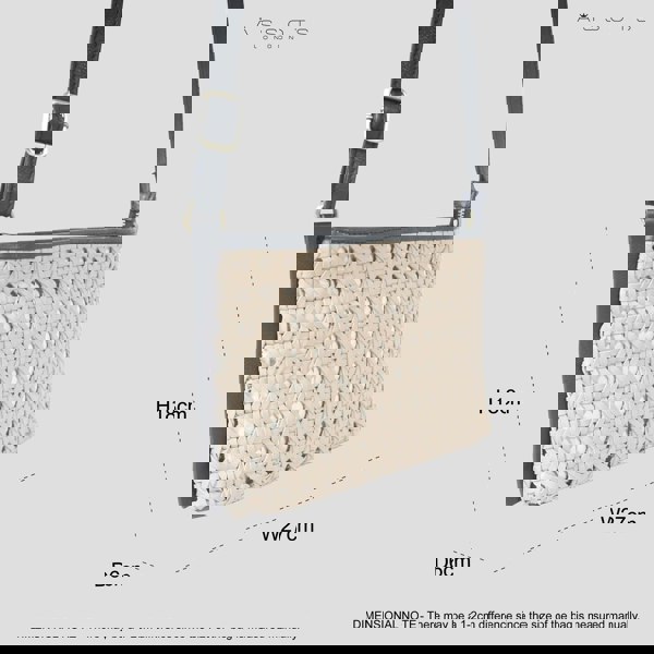 Assots London 'LEATHER LOOM' Light Beige & Black Real Leather Woven Crossbody Bag