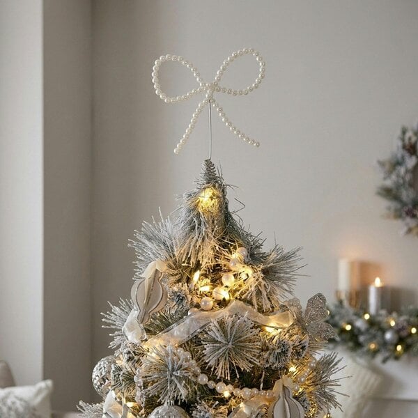 Garden Greatness Pearl Bow Christmas Tree Topper