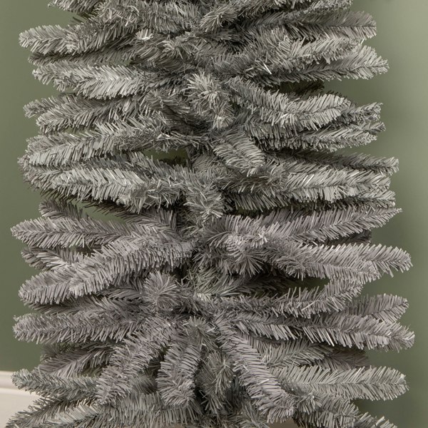 Samuel Alexander 8ft (2.4m) Grey Artificial Pencil Christmas Tree With Green Metal Stand and 460 Tips