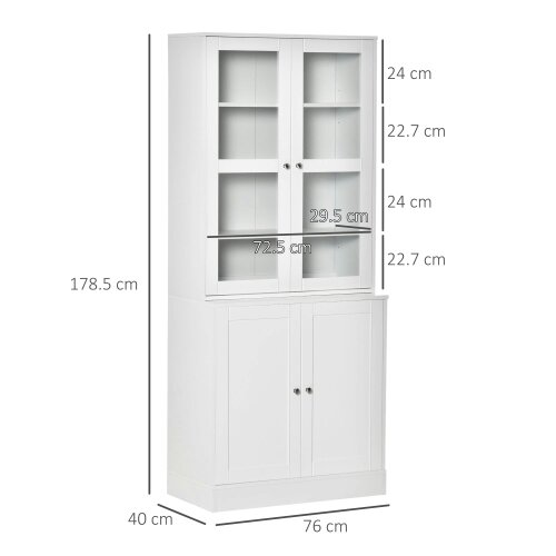 Wyld Haus Mola Colu Wood And Glass White Display Bookcase With Adjustable Shelves And Glass Doors
