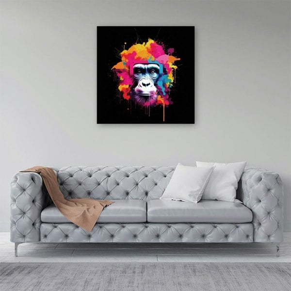 Warren Reed Multi Coloured Monkey Face Canvas