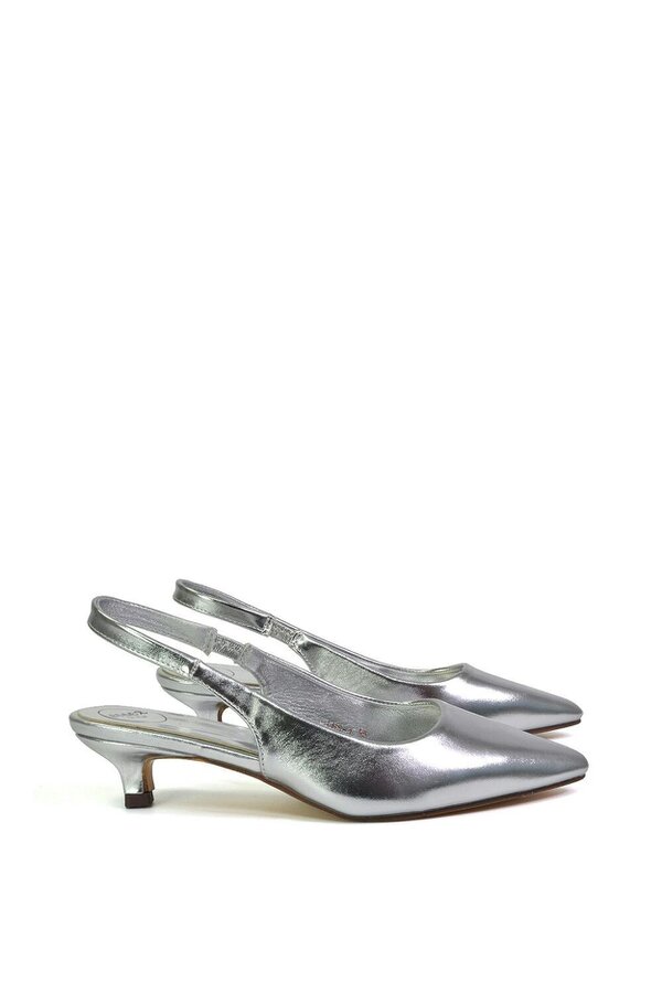XY LONDON Pointed Toe Sling Back Kitten Heel Sandals