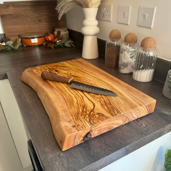 Giraffes & Craftz XL Live Edge Olive Wood Chopping Board