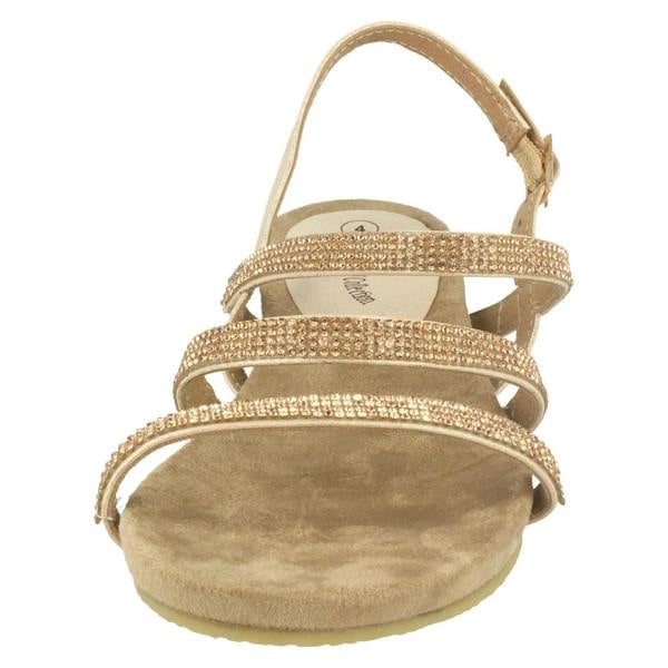Leather Collection Ladies Leather Collection Diamante Slingback Sandals