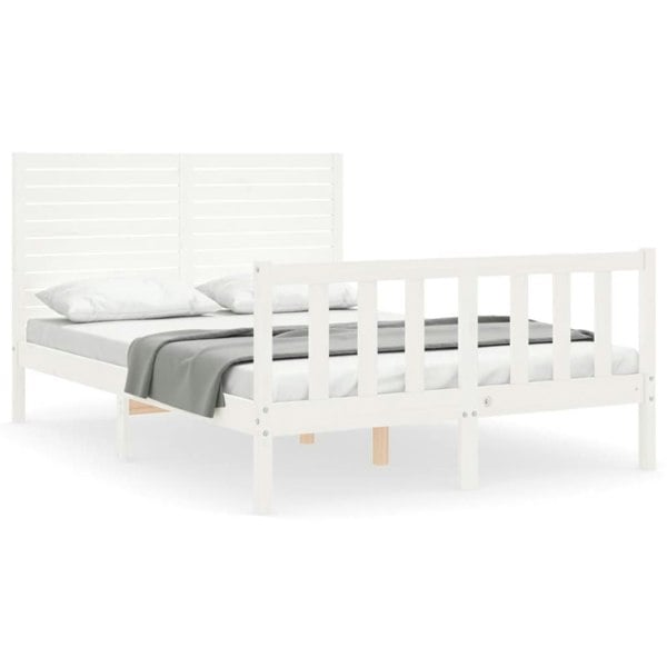 Berkfield Bed Frame with Headboard White 120x200 cm Solid Wood